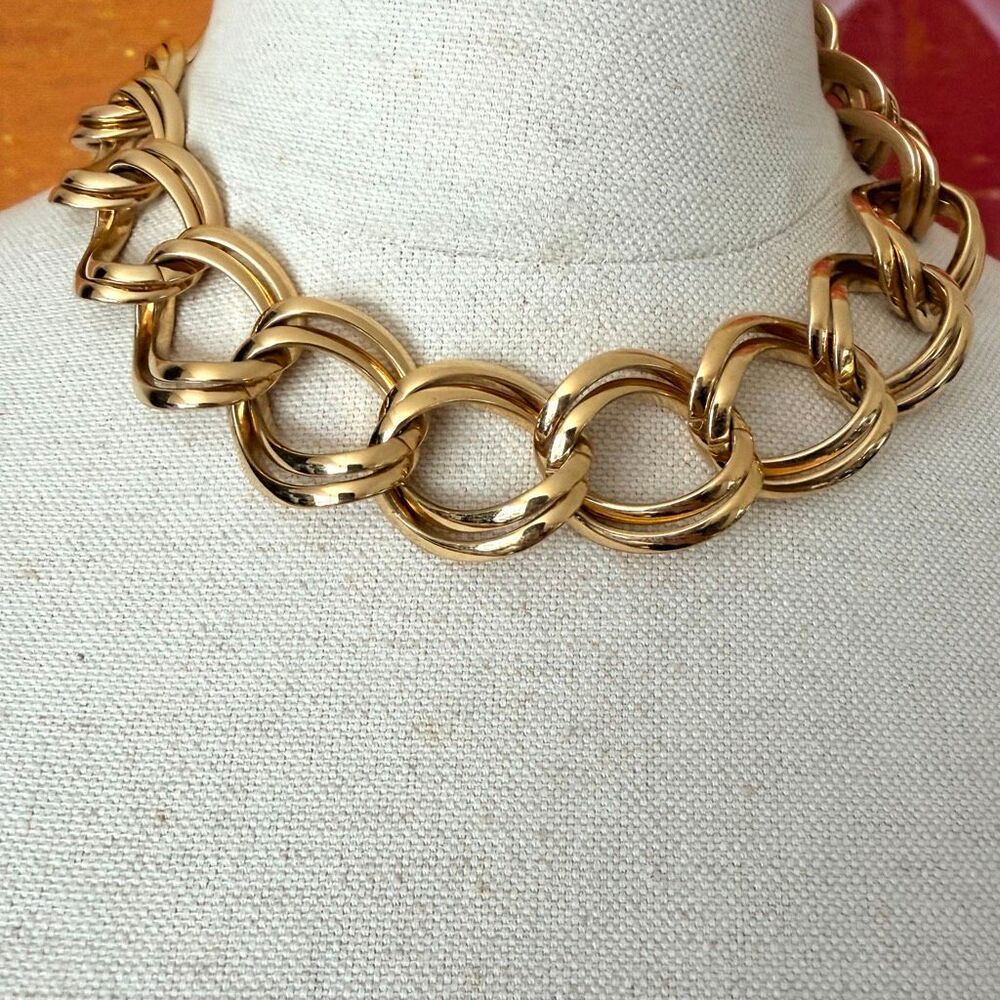 Vintage HP Gold-Tone Chunky Interlocking Link Necklace
